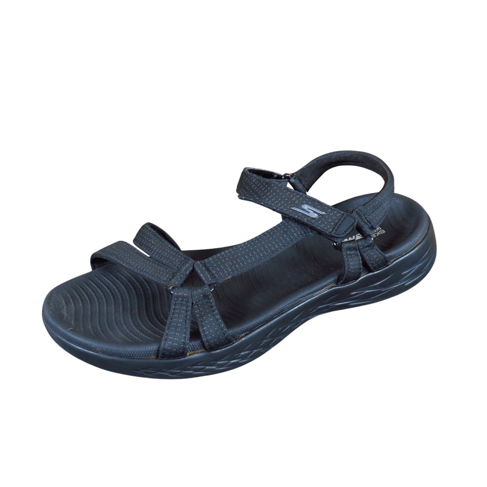 Skechers On-The-Go 600-Brilliancy Women Strappy Sandal Size 10 Walking Black